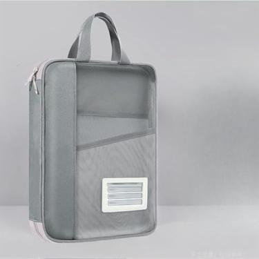 Imagem de Bolsa de documentos transparente com alça, pasta organizadora para estudos, provas e livros, arquivo portátil para uso diário e transporte de materiais A4 (cinze)