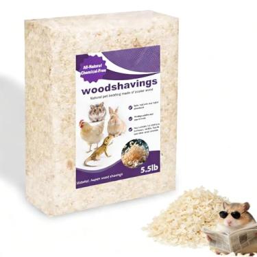 Imagem de Roupa de cama natural para animais de estimação Aspen Shavings, 2,5 kg, com pouca poeira e sem produtos químicos, areia de gaiola ultra-absorvente para hamsters, coelhos, gerbos e pequenos animais