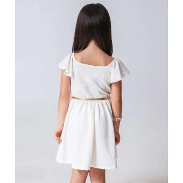 Imagem de Vestido Infantil Textura Cinto Marisa Tam 4 a 10 Off W-80106, 10, Off 