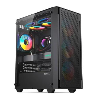 Imagem de Gabinete Gamer Hyrax Tower HGB240, Mini Tower, M-ATX, Com 3 Ventoinhas RGB - HGB240B-RGB-Unissex