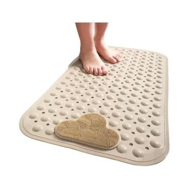 Imagem de Tapete De Banho Antiderrapante Em PVC Com Ventosas E Furos De Drenagem