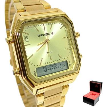 Imagem de Relógio Mondaine Feminino Anadigi Quadrado Dourado 32216LPMVDE1