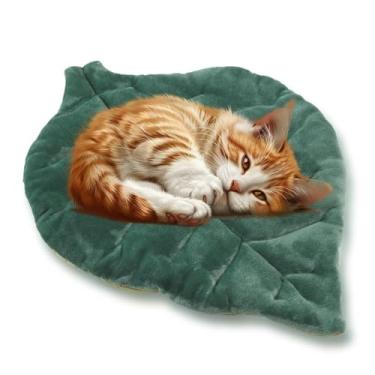 Imagem de Tapete de Gato em Forma Folha Algodão Macio e Quente Adequado para Pets Casas Sofás Pisos Portátil Pet Confortável Superfície Flanela Recheio 100 Respirável Deformação Design Multifuncional Fácil Limp
