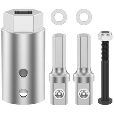 Imagem de LZVXTYM Adaptador de broca elétrica de aço inoxidável atualizado com adaptador de soquete de 1/2 polegada compatível com eixo de acionamento de 1 polegada (estilo 2)