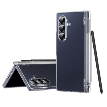 Imagem de LYJSMGZ Capa à prova de choque para Samsung Galaxy Z Fold 7, capa de proteção de dobradiça com orifício de lente de precisão integrada com membrana concha equipada com caneta Stylus, transparente, Z