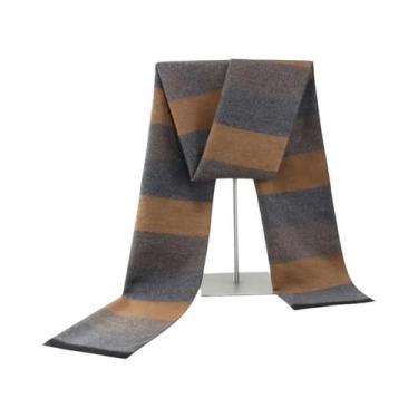 Imagem de Cachecol Masculino De Inverno Com Estampa Xadrez E Paisley, Imitação D