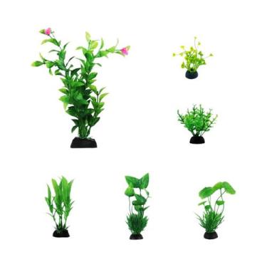 Imagem de Plantas Plásticas Artificiais Verdes 10pcs Decorações Para Aquário - N