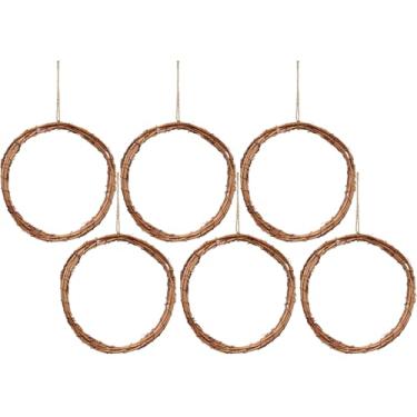 Imagem de Base de grinalda – 6 peças de cabide ao ar livre – guirlanda de vime de 19 cm para artesanato de Natal DIY | para quarto, sala de estar, pátio, parede, festa de casamento, decoração de casa de férias