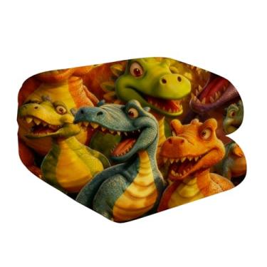 Imagem de Cobertor de dinossauro, impressão digital HD | Manta de flanela macia com estampa animal 140 x 128 cm - para leitura de canto, quarto infantil, quarto, casa, sofá, escritório, viagens