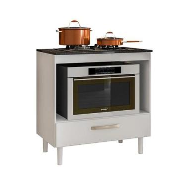 Imagem de Balcão Cozinha para Cooktop 80cm com 1 Gaveta - Nicioli, Branco