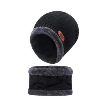 Imagem de Gorro De Inverno Masculino Com Forro De Lã, Cachecol De Lã Grosso, Bal