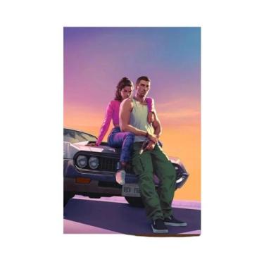 Imagem de Pôster De Arte De Parede Do Jogo Grand Theft Auto VI, Pintura Em Tela 