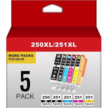 Imagem de Q-image Cartucho de tinta 250XL 251XL compatível com Canon PGI-250XL PGI 250 XL CLI-251XL CLI 251 XL Funciona com PIXMA MX922 MX920 IX6820 IP7220 IP8720 MG7520 MG7100 MG5522 MG666 320 (320") Pacote