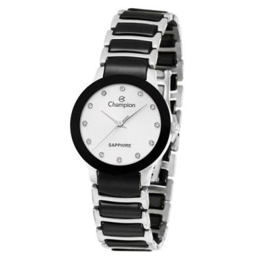 Imagem de Relógio Champion Cerâmica Prata vidro de Safira Redondo Qtz, Prata