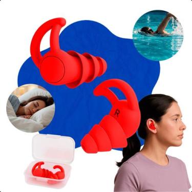 Imagem de Tampão De Ouvido Protetor Auricular Silicone Antirruído - Prox, Vermel