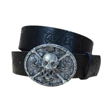 Imagem de Cinto De Couro Punk plus Size Com Caveira, Estilo Harajuku Gótico Y2K,