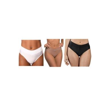 Imagem de Kit c/3 Calça Cavada Cítara DeMillus 026065, Branco, Bege, Preto, EG