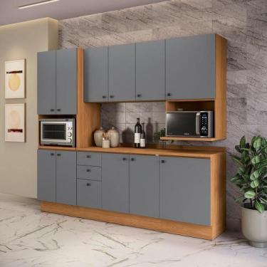 Imagem de Armário De Cozinha Compacta Nicho Micro-onda 250cm Canela/cinza Sagrad