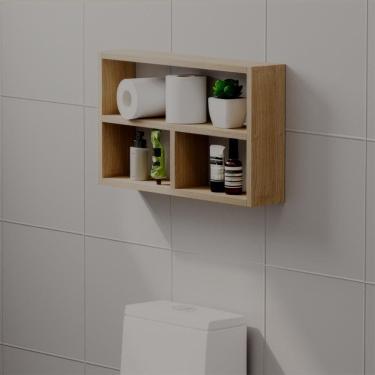 Imagem de Nicho Decorativo Pequim Carvalho para Banheiro Lavabo