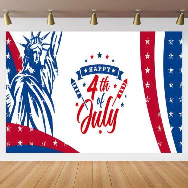Imagem de Tapeçaria pendurada na parede com design da Estátua da Liberdade de 4 de julho