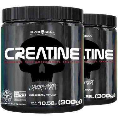 Imagem de 2x Creatina Monohidratada 100% Pura Pote 300g Black Skull