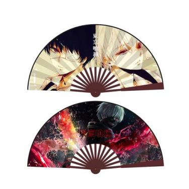 Imagem de Ventiladores dobráveis Tokyo Ghouls Anime Handheld Cloth Bamboo 10cm -