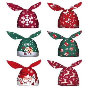 Imagem de Bolsa de presente Christmas Bunny Ear PE Plastic 13x23cm 6 unidades - 