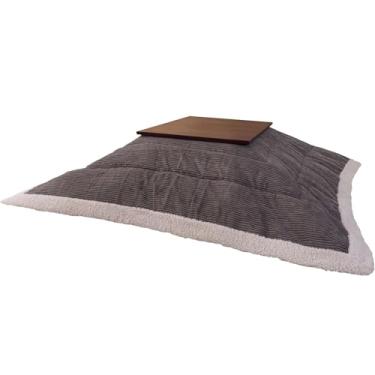 Imagem de AZUMAYA KK-141GY Kotatsu Futon Edredom forma quadrada, tecido de veludo cotelê com material de poliéster, L 189 x P 199 cm, casa e vida, cor cinza, este pedido vem apenas edredom Futon