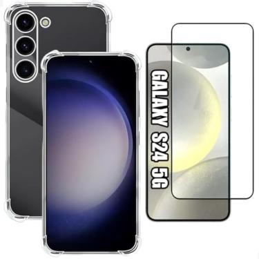 Imagem de Kit Capa Capinha Transparente e Película De Vidro 3D Para Samsung Galaxy S24