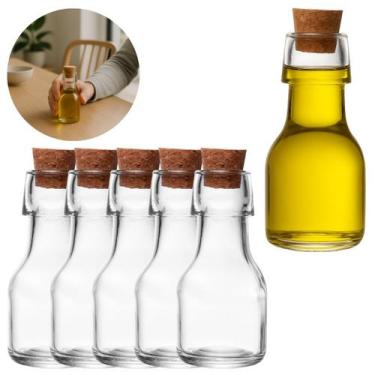 Imagem de 5 Garrafas De Vidro 70ml P/ Azeite Tampa Rolha Premium - Lyor