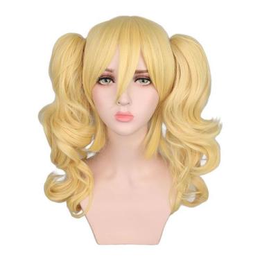 Imagem de Peruca Cosplay Blonde Twin Ponytail 50cm Sintética Resistente ao Calor