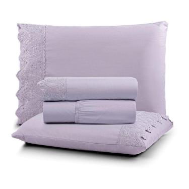 Imagem de Jogo De Cama Nobless King 04 Peças 100% Poliéster - Bruma Lilas