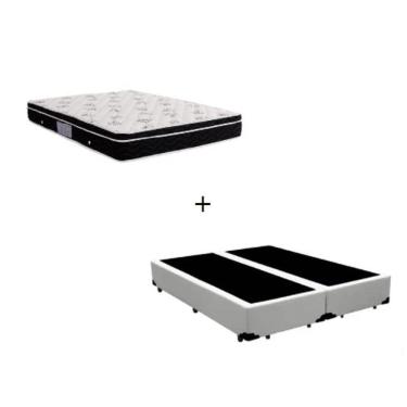 Imagem de Cama Box Queen 158cm Sintético Branco com Colchão De Espuma - D26 Ortobom Nanolastic Physical Spring 63x158x198cm