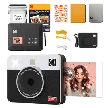 Imagem de Câmera Instantânea e Impressora Fotográfica Kodak Mini Shot 3 Retro, pacote para presente com acessório, 7,6 x 7,6 cm, compatível com iOS e Android, Bluetooth, tecnologia 4PASS de foto de verdade em alta definição e acabamento laminado - branco