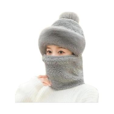 Imagem de Balaclava Térmica Feminina De Inverno Com Forro De Lã E Gorro (2 Peças