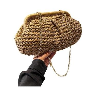 Imagem de Bolsa Crossbody de Palha Trançada - Bolsa de Ombro Elegante e Casual p