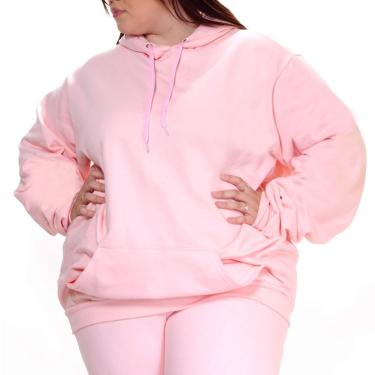 Imagem de Blusa Feminina Plus Size Moletom Canguru Grande Com Capuz Liso Cor:;Tamanho:G5;Gênero:Feminino-Feminino
