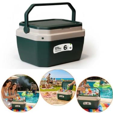 Imagem de Caixa Térmica Cor Verde Com alça 6 Litros Praia Piscina - Paramount