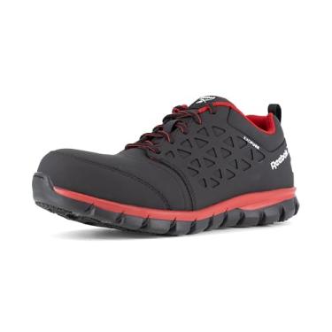 Imagem de Reebok Sapato masculino Sublite acolchoado de segurança para trabalho atlético industrial e construção, Preto/vermelho, 7