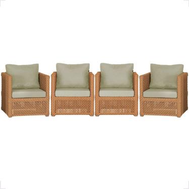 Imagem de Kit 4 Poltronas Madri Alumínio Corda Náutica Estofado Terracota Trama Original