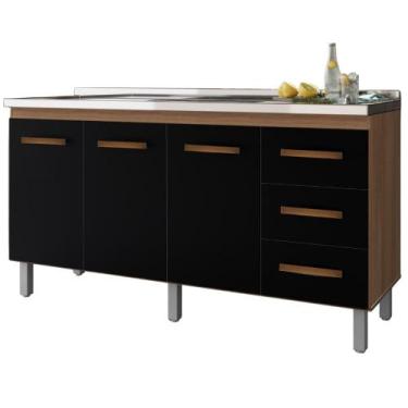 Imagem de Balcao Sem Tampo Para Pia 160cm 9140 Savana Preto Mobbs - Moblis Móvei