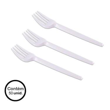 Imagem de Garfo Descartável Sobremesa Branco c/50 unid. - Prafesta