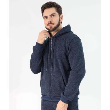 Imagem de Casaco Masculino Moletom Fitness Capuz Marisa Azul-50193, Azul, G