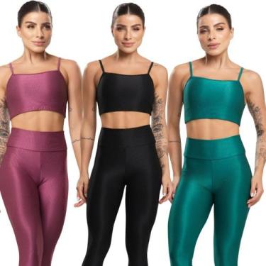 Imagem de KIT 3 Top Fitness Esmeralda Bella Fiore Roupa Para Academia Treino Mod