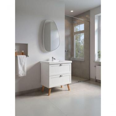 Imagem de Gabinete Para Banheiro Com Cuba E Espelho Organico 80cm Retro Mdf Branco Milano - On Móveis