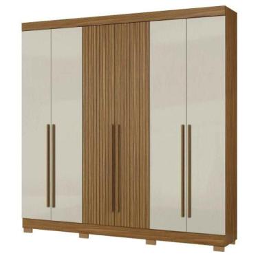 Imagem de Guarda Roupa Casal 2030230 6 Portas 230 Cm Atacama Areia Ripado Armove