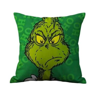 Imagem de Capa De Almofada De Natal Macia E Peluda T-GrinC-S Com Impressão Dupla