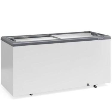 Imagem de Freezer Plano Vidro Reto Deslizante Com Led Ghd500l Cinza Gelopar 220V