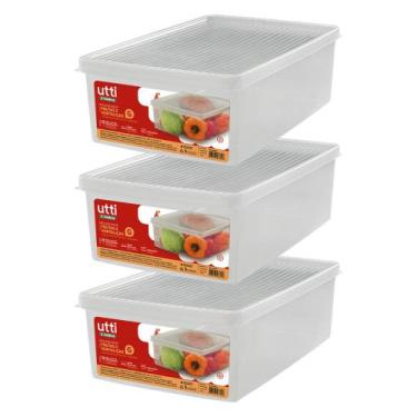 Imagem de 3 Organizador Geladeira Plástico G Ordene Saladas Hortaliças