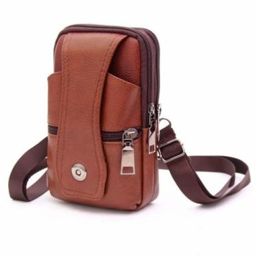 Imagem de Bolsa Bag Transversal Masculina Couro Pochete Porta Celular - Bolsa Tr